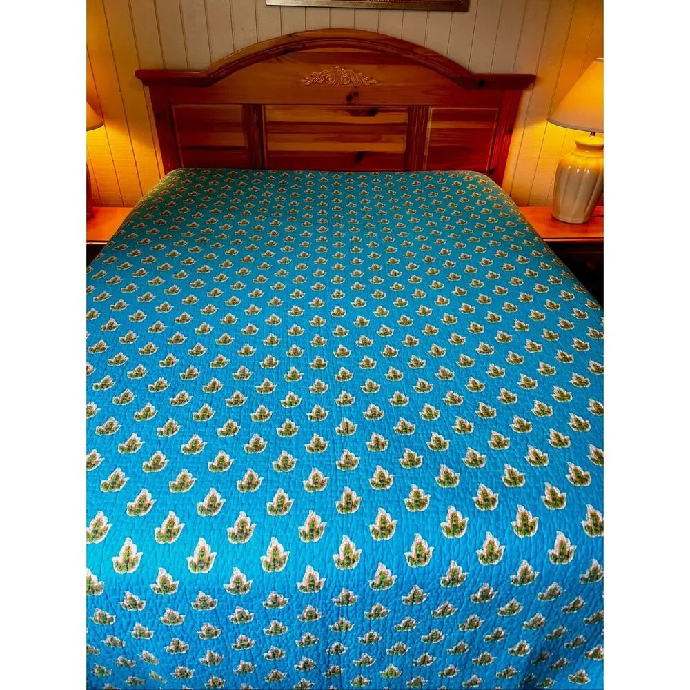 Virah Bella Suri Printed Reversible Quilt Suri Blue King Size Quilt